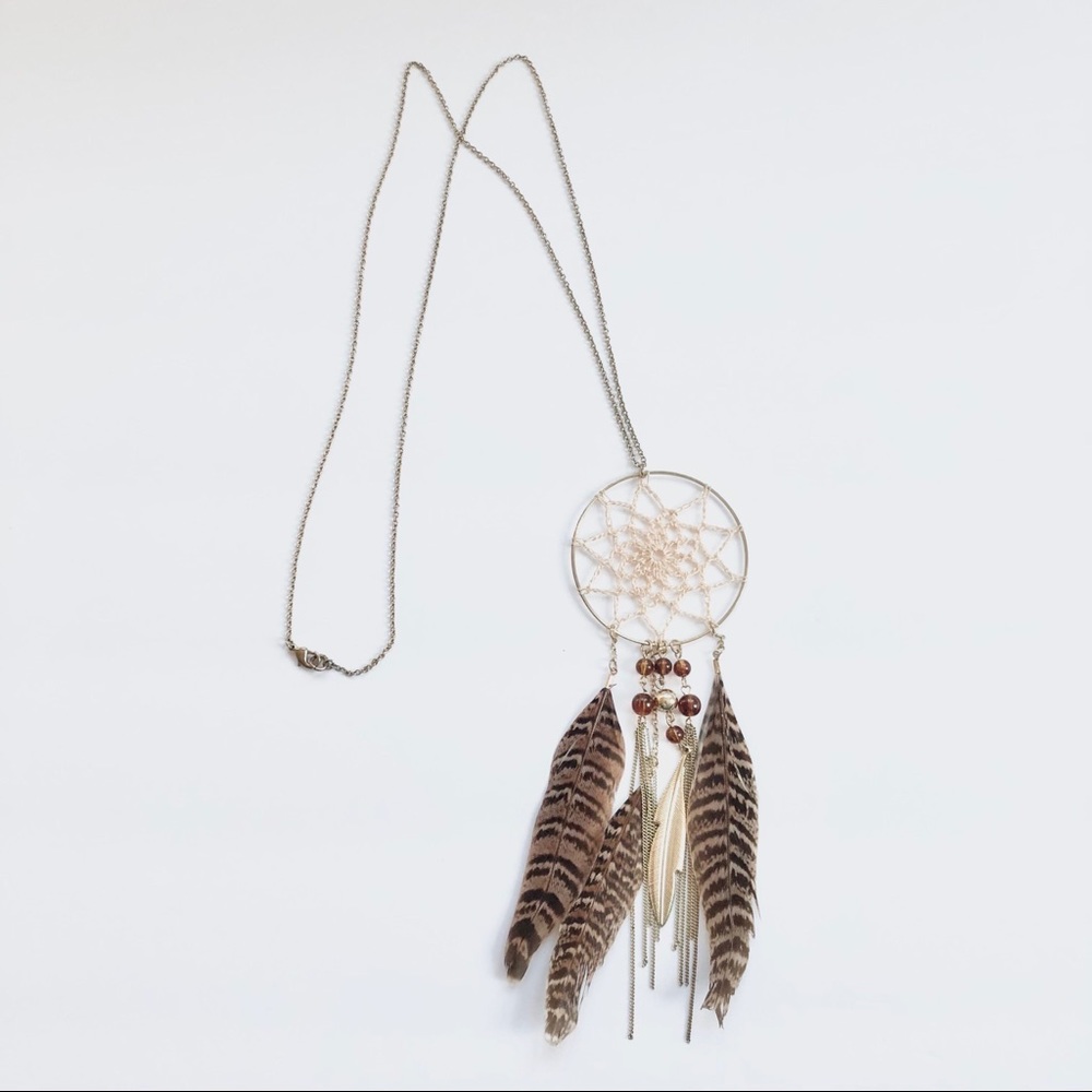 Boho Dream Catcher Feather Necklace